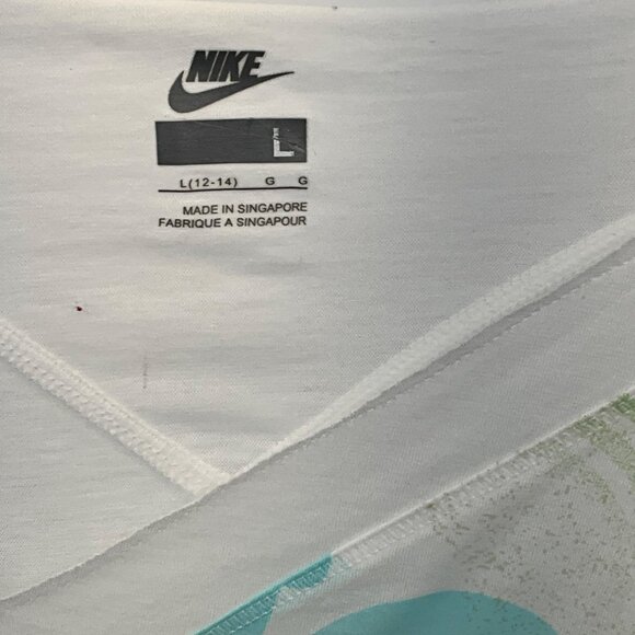 Nike Women's Active V-Neck Graphic Tee White/Green/Blue Size L - Picture 5 of 6
